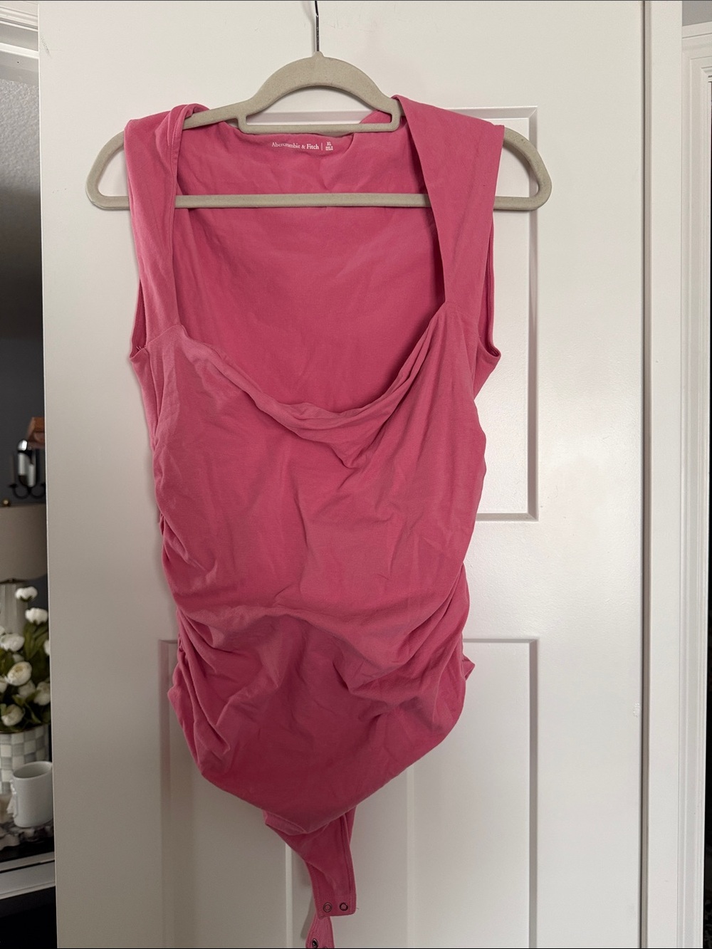 Abercrombie & Fitch Hot Pink Draped Sleeveless Bodysuit